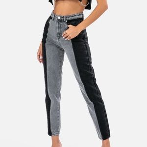 Adika Nori Color Block Mom Jeans